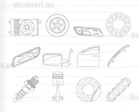 Realistic Car Parts and Services icons - Vector Icon Set 1