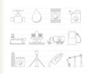 oil and petrol industry objects icons - vector icon set