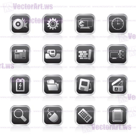 Computer, mobile phone and Internet Vector Icon Set