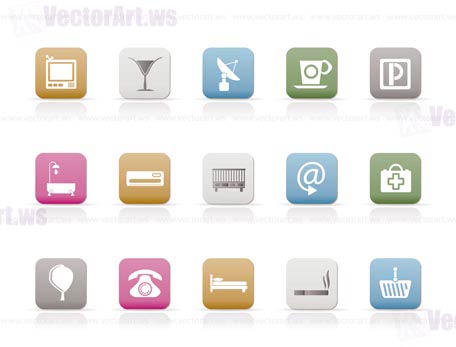 Hotel and motel icons  - Vector icon Set