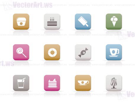 Sweet food and confectionery icons - vector icon set