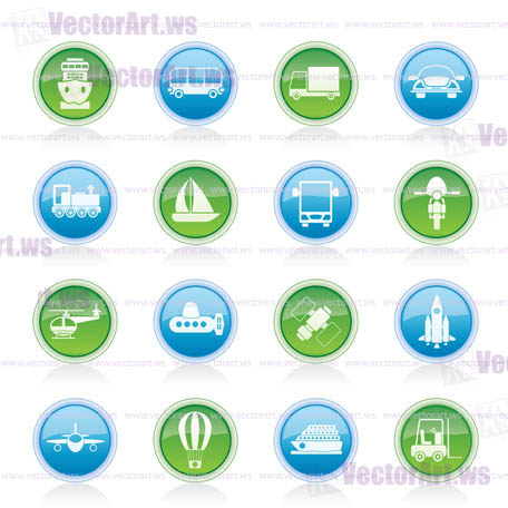 Transportation, travel and shipment icons - vector icon set