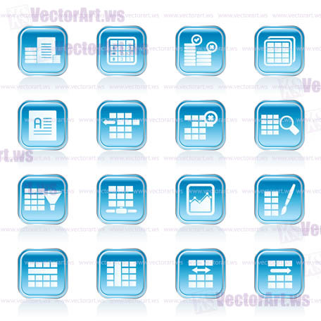 Database and Table Formatting Icons - Vector Icon Set