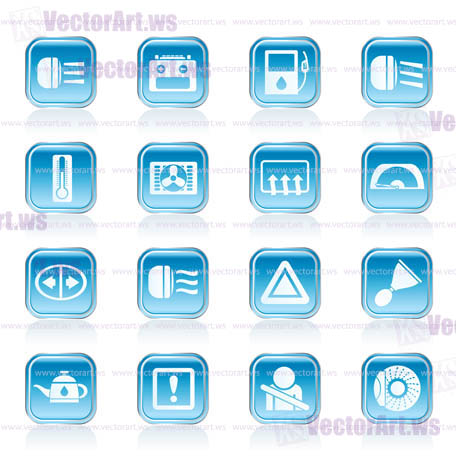 Car Dashboard - realistic vector icons set