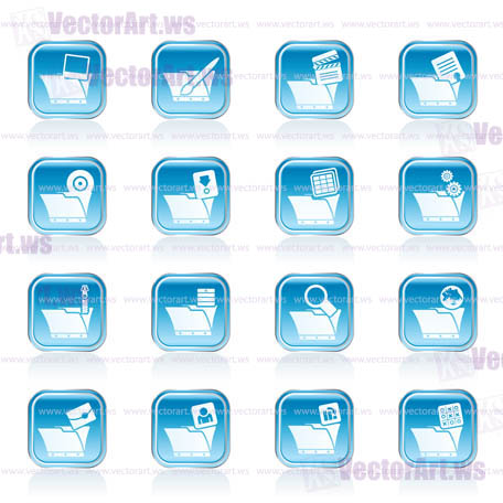 Computer and Phone Icons - Folders - Vector Icon Set