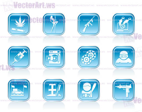 mafia and organized criminality activity icons - vector icon set
