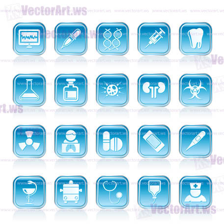 Healthcare, Medicine and hospital icons - vector icon set