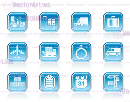 logistics, shipping and transportation icons - vector icon set