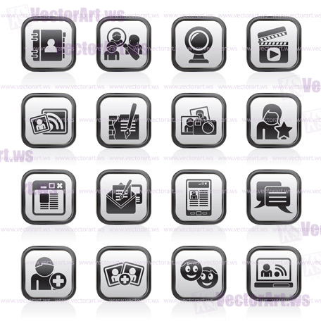 social networking and communication icons - vector icon set