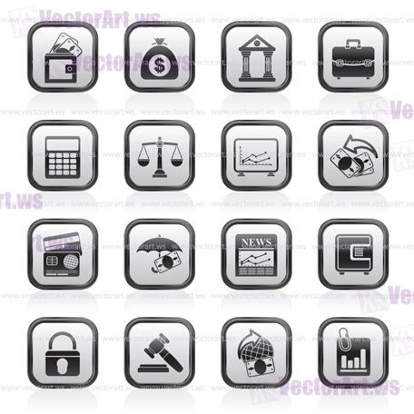 Business, finance and bank icons - vector icon set