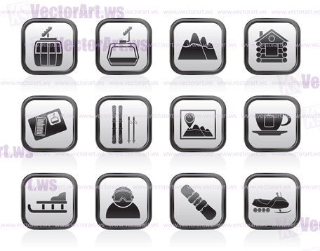 Ski Track and sport icons - vector icon set