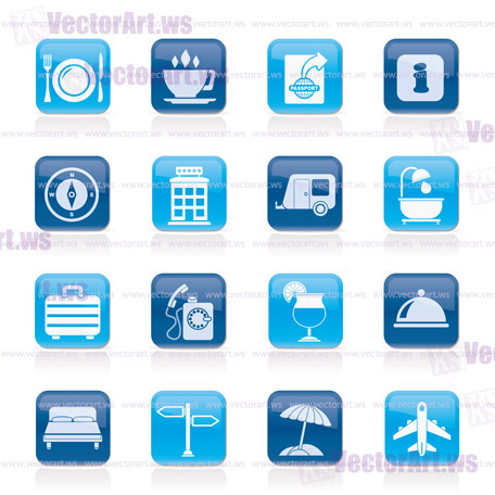 Traveling and vacation icons - vector icon set