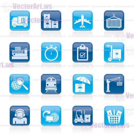Cargo, shipping and logistic icons - vector icon set