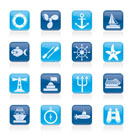 Marine and sea icons - vector icon set