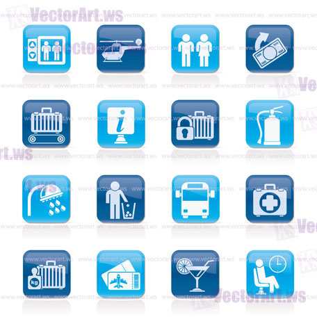 Airport, travel and transportation icons -  vector icon set 2