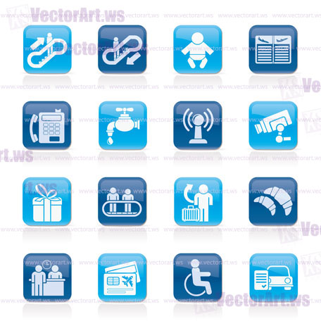 Airport, travel and transportation icons -  vector icon set 3