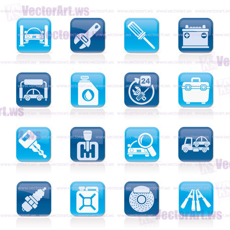 Car parts and services icons - vector icon set 1