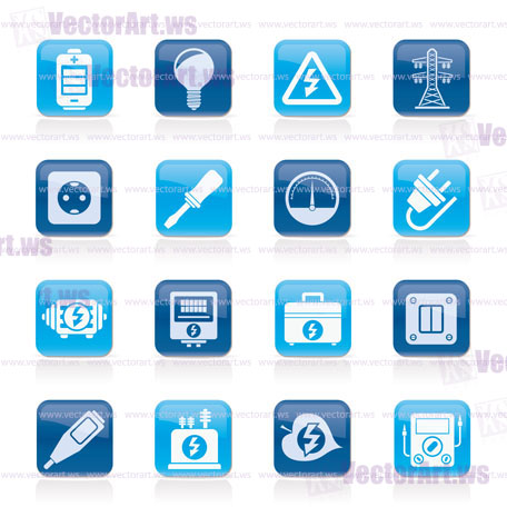 Electricity,power and energy icons - vector icon set