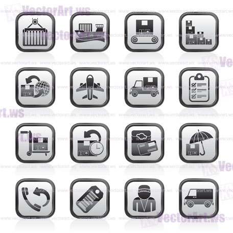 Cargo, shipping and delivery icons - vector icon set