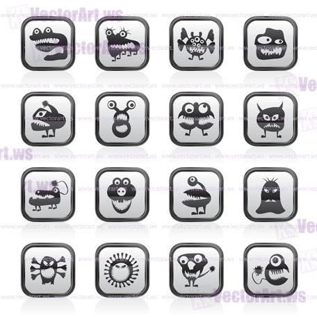 various abstract monsters illustration - vector icon set