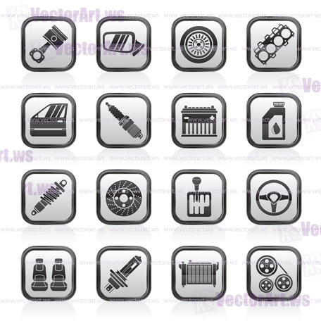 Detailed car parts icons - vector icon set
