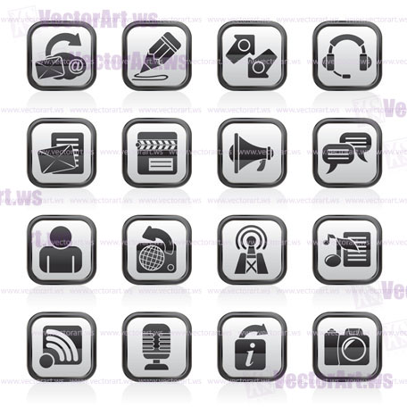 Blogging, communication and social network icons - vector icon set