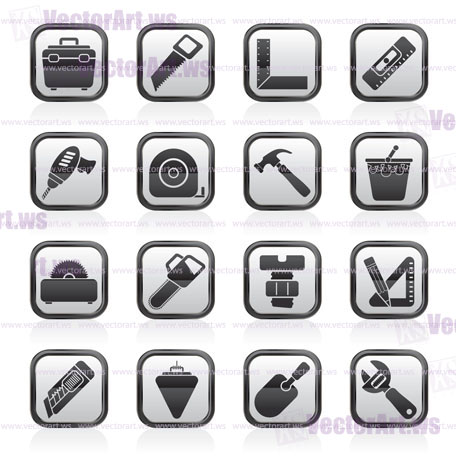 Construction objects and tools icons- vector icon set