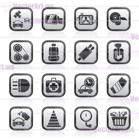 Car parts and services icons - vector icon set 3
