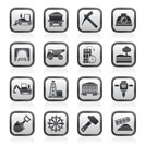 Mining and quarrying industry icons - vector icon set