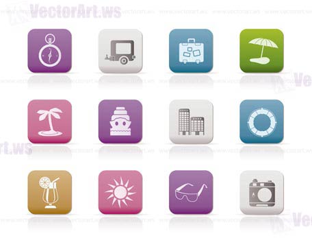 Travel, Holiday and Trip Icons -  Vector Icon Set