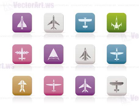 different types of plane icons - vector icon set