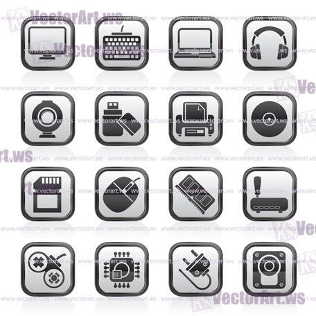 Computer peripherals and accessories icons - vector icon set