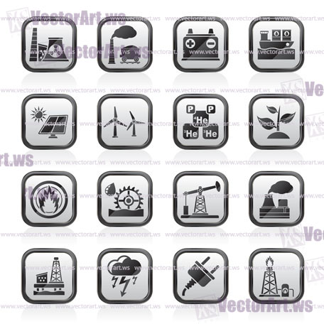 Electricity and Energy source icons - vector icon set