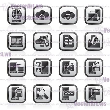Connection, communication and mobile phone icons - vector icon set