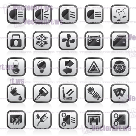 Car interface sign and icons - vector icon set