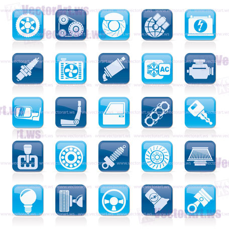Car parts and services icons - vector icon set