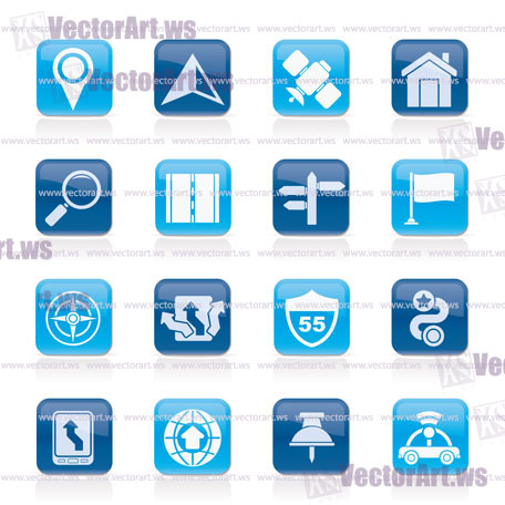 Gps, navigation and road icons - vector icon set
