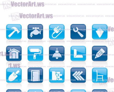 Building and home renovation icons - vector icon set