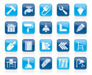 Building and home renovation icons - vector icon set