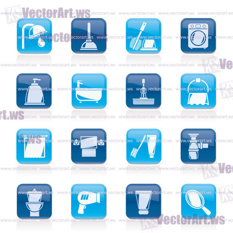 Bathroom and hygiene objects icons -vector icon set, Created For Print, Mobile and Web  Applications