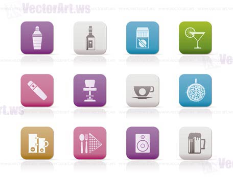 Night club, bar and drink icons - vector icon set