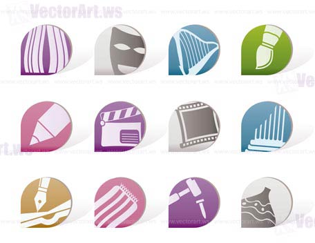 different kind of art icons vector icon set