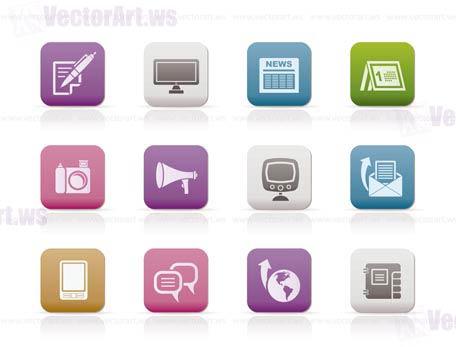 Communication channels and Social Media icons - vector icon set