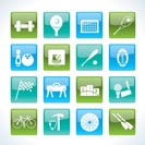 Sports gear and tools icons - vector icon set