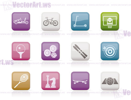 sports equipment and objects icons - vector icon set 2