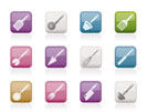 different kind of kitchen accessories and equipment icons - vector icon set