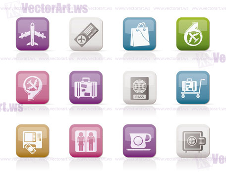 airport, travel and transportation icons 1 - vector icon set