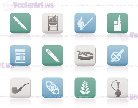 Smoking and cigarette icons - vector icon set