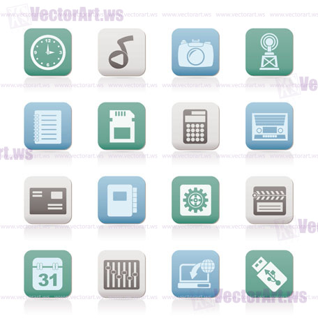 Phone Performance, Internet and Office Icons - Vector Icon Set