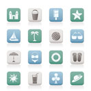 Beach, sea and holiday icons - vector icon set
